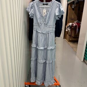 Sky Blue Ruffled Maxi Dress